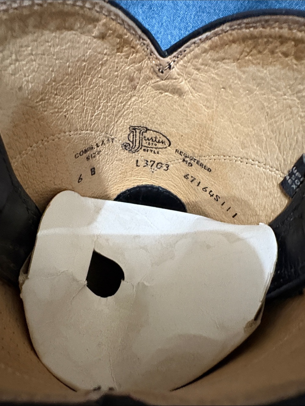 VTG Justin Black Leather Roper Cowboy Boots Women's Size 6 B - Picture 2 of 9